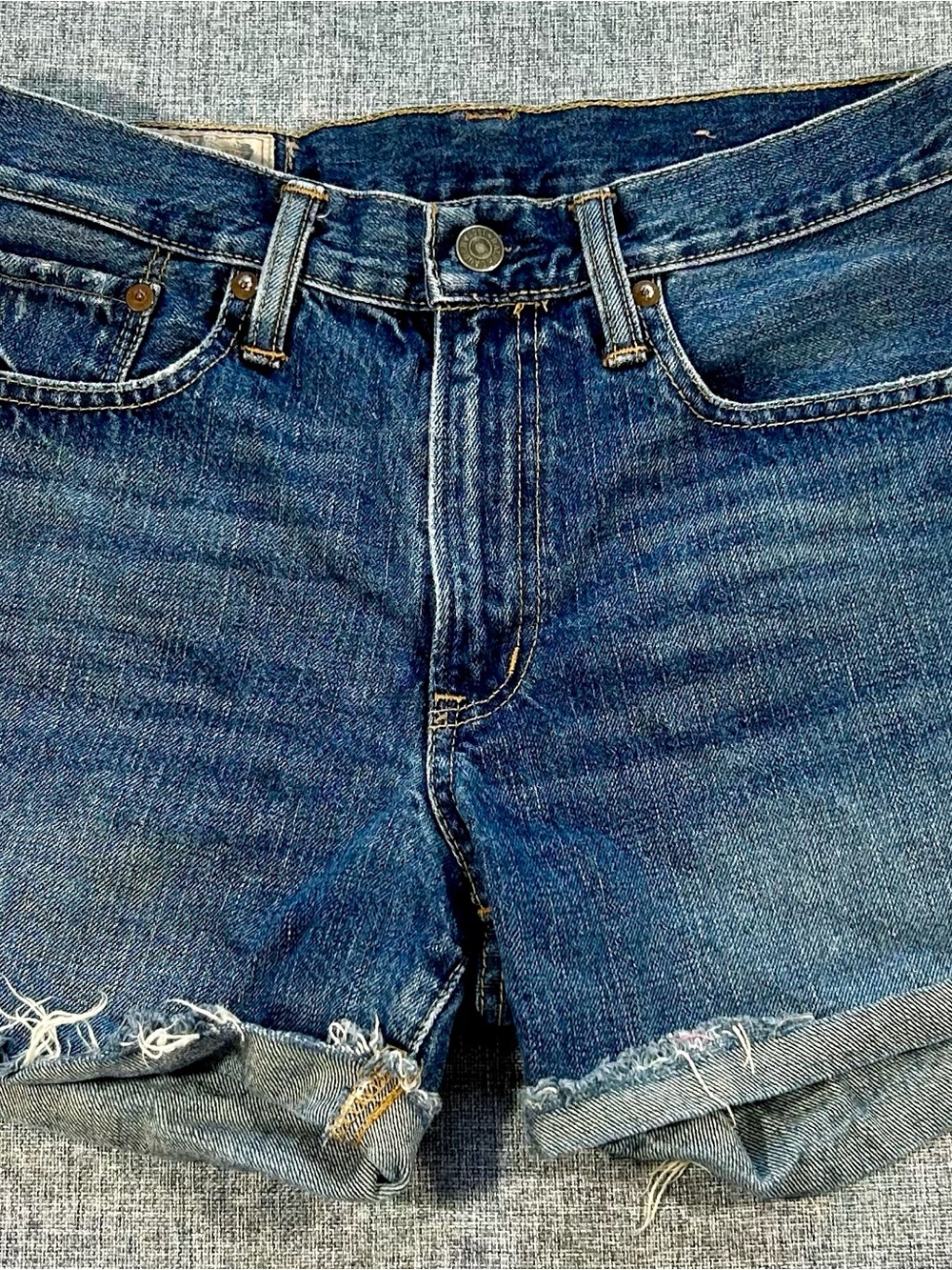 Ralph Lauren Denim Shorts in Light Blue with Leather Patch